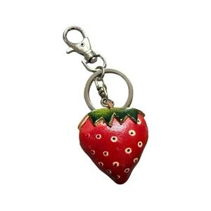 Handmade Leather Strawberry Keychain – Boutique Find from Denver Airport